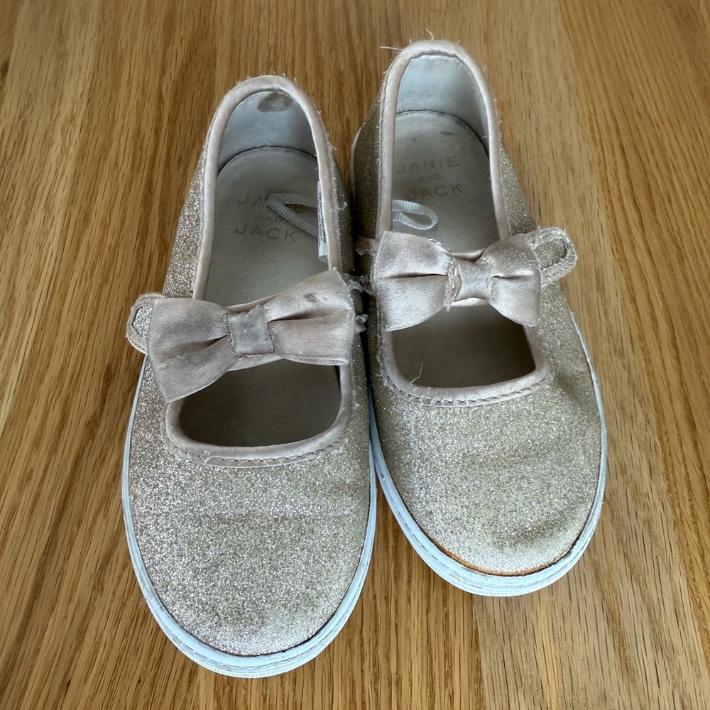 Janie and Jack Gold Glitter Shoes, 9T